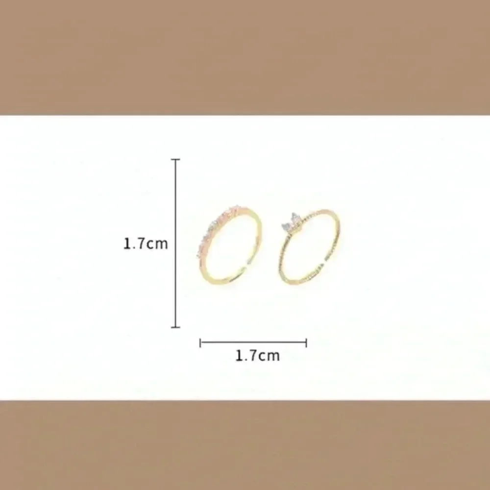 ⚠️Clearance 2 PCs Cubic Zirconia Heart Decor Ring - Picture 4 of 6